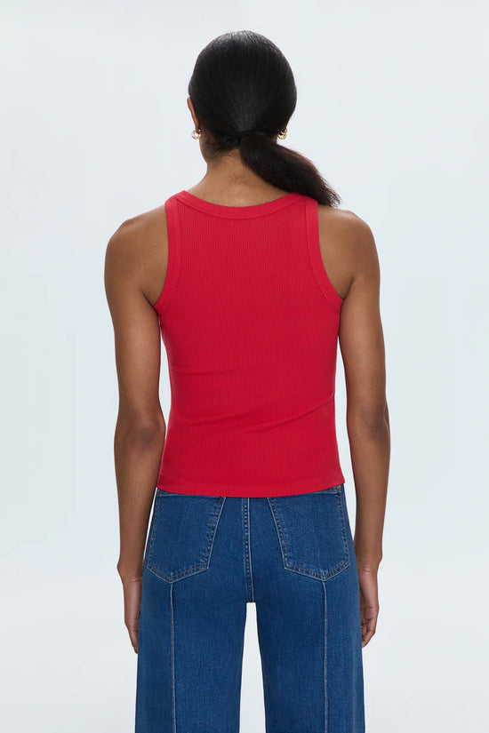 Christy Curved Hem Tank Top - Ruby