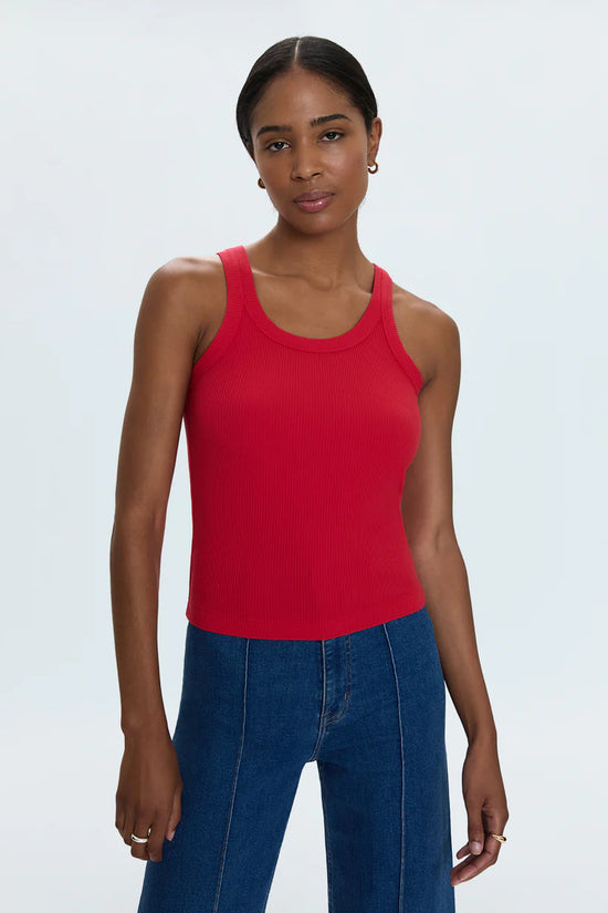Christy Curved Hem Tank Top - Ruby