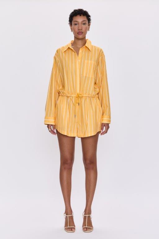 Amelie L/S Romper - Papaya Stripe
