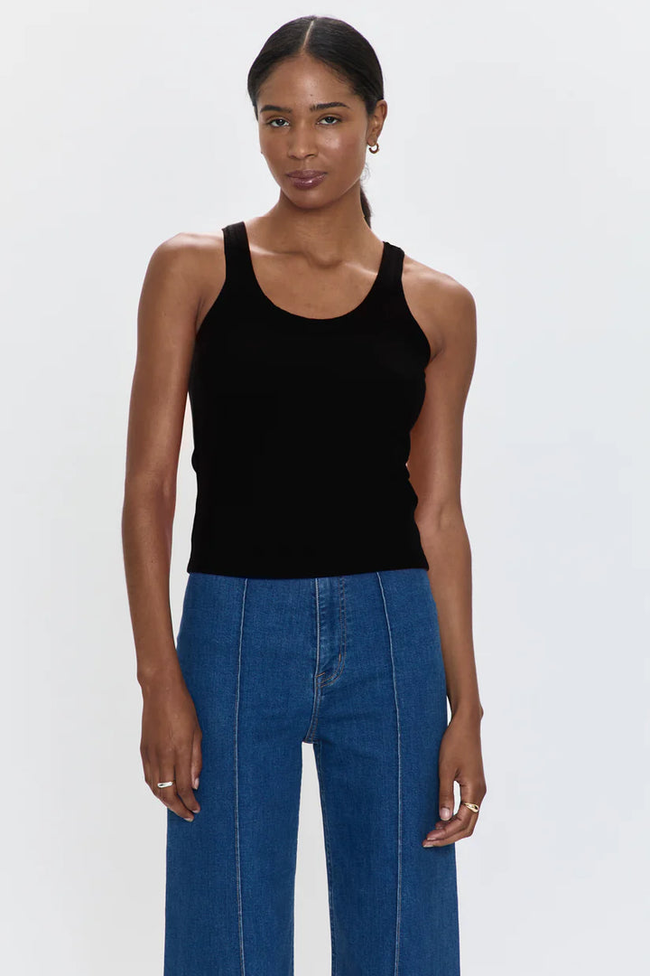 Christy Curved Hem Tank Top - Noir