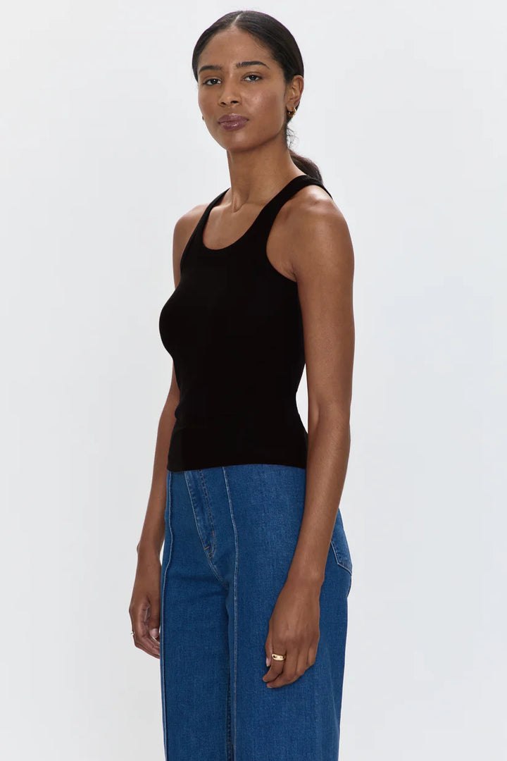 Christy Curved Hem Tank Top - Noir