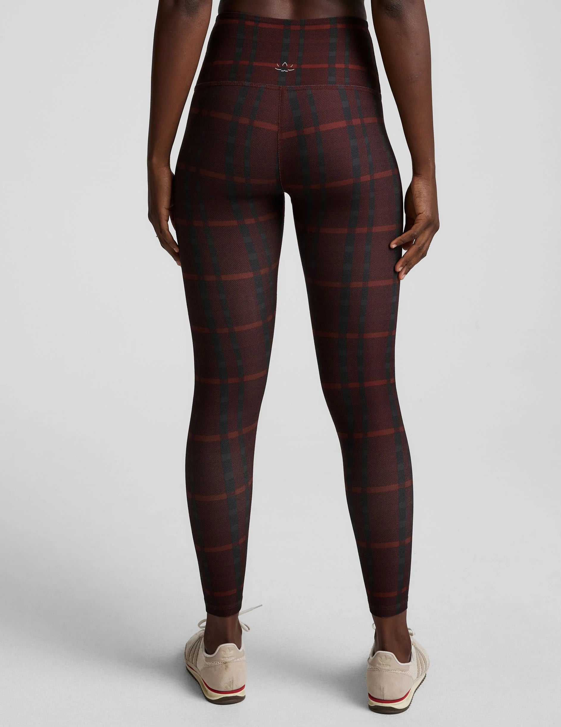 Softmark High Waisted Midi Legging - Dark Cherry Preppy Plaid