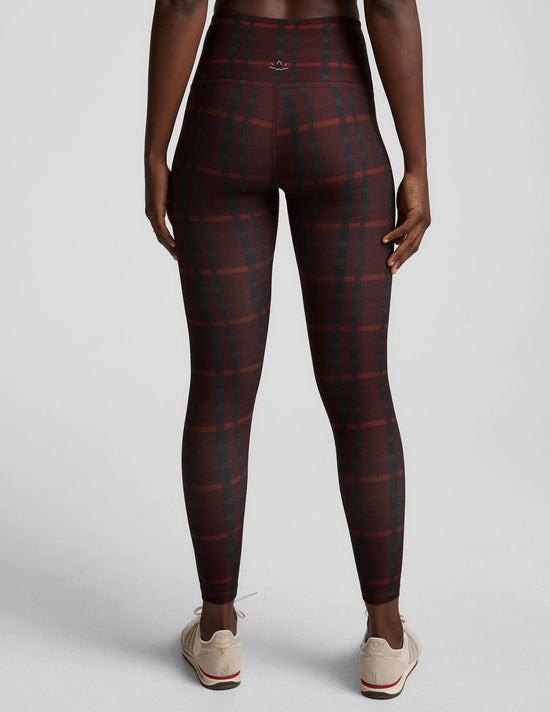 Softmark High Waisted Midi Legging - Dark Cherry Preppy Plaid