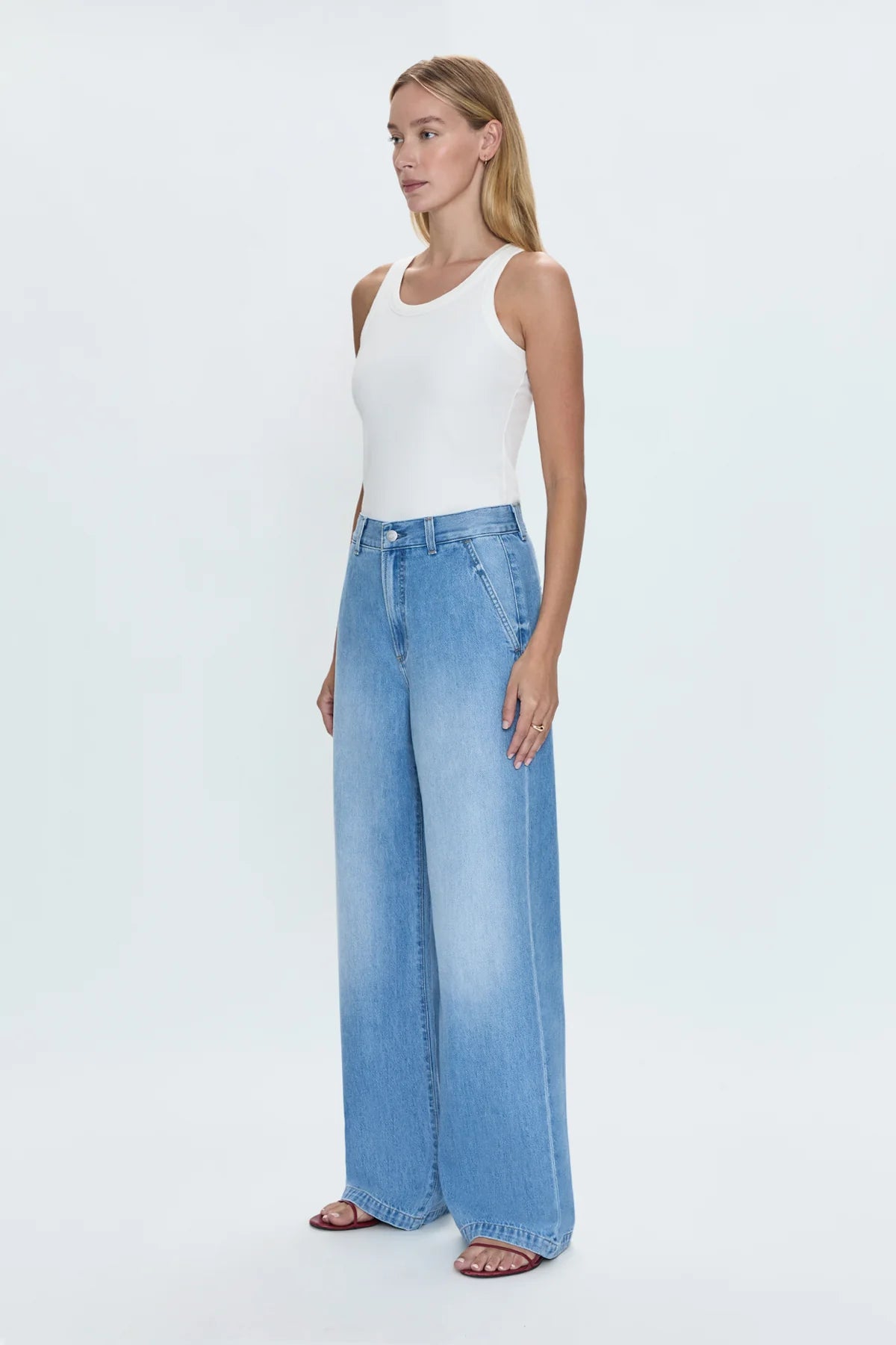 Dalia High Rise Wide Leg Trouser - Palo Alto