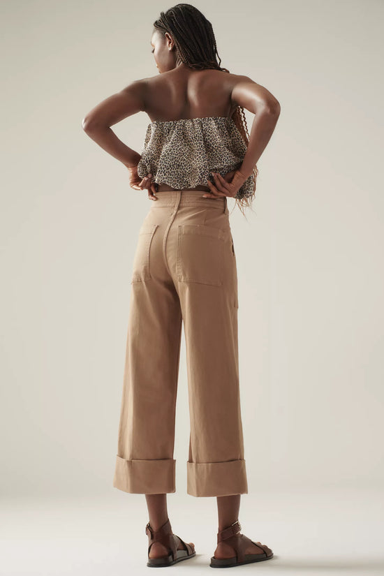 Maya Cuffed Hem Wide Leg Pants - Biscuit