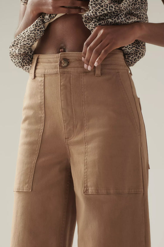 Maya Cuffed Hem Wide Leg Pants - Biscuit