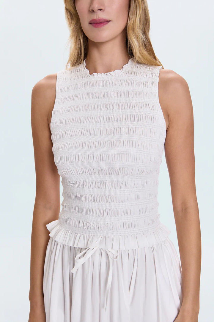 Phoebe Smocked Tank -Le Blanc