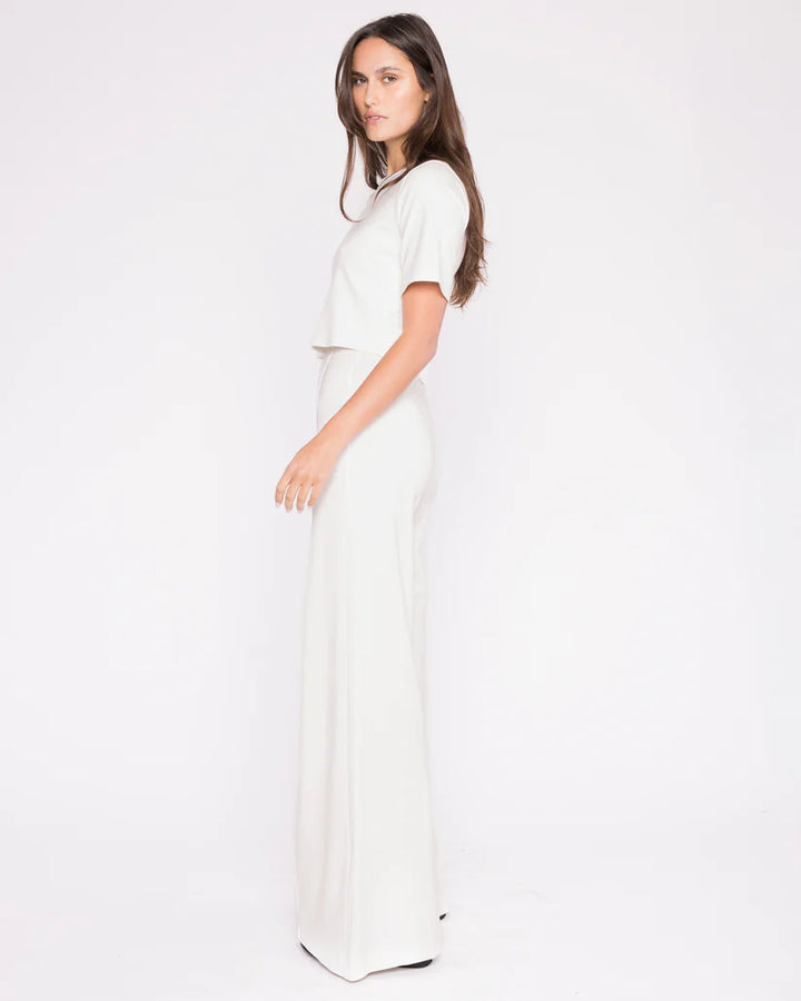 Ponte Knit Short Sleeve Top Extended - Off White