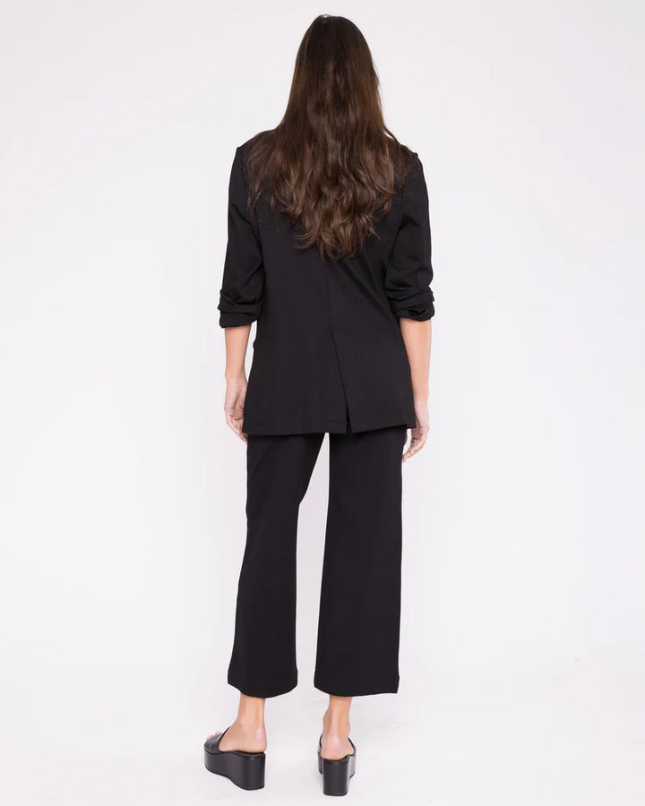 Ponte Knit Straight Leg Pant Cropped - Black
