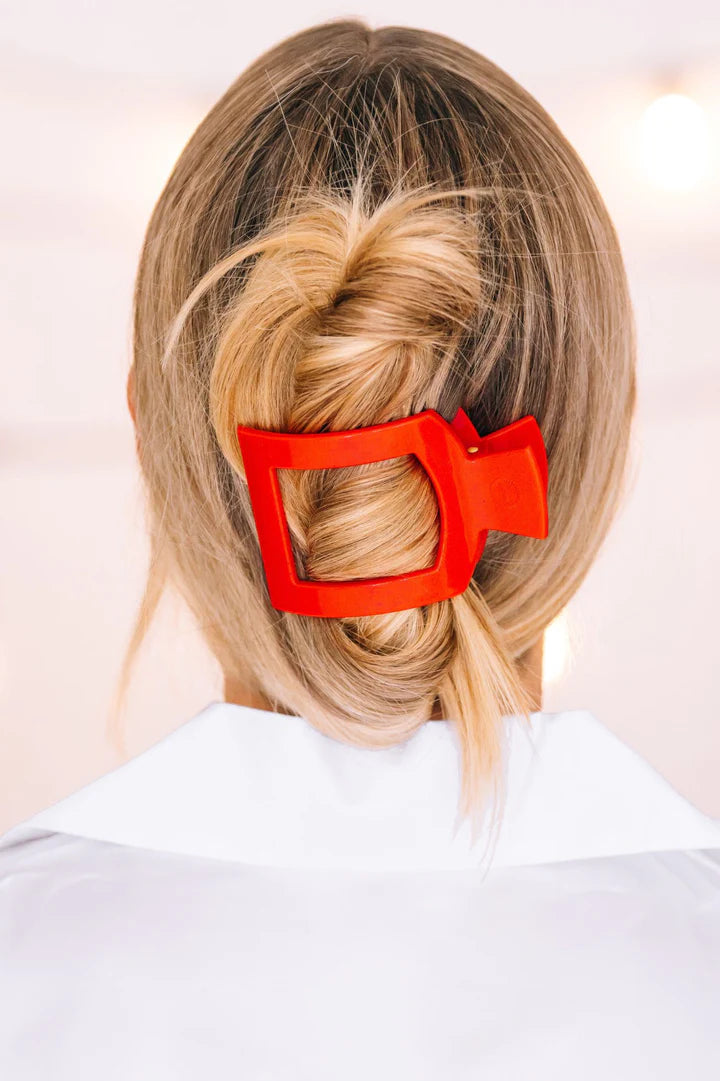 Medium Flat Square Hair Clip - Rudolph Red