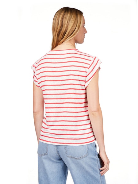 Relaxed Cap Sleeve - Cayenne/White Stripe