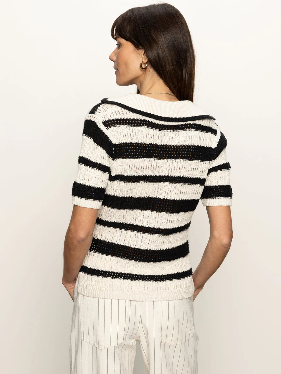 Knitted Collared Top - Black/Chalk