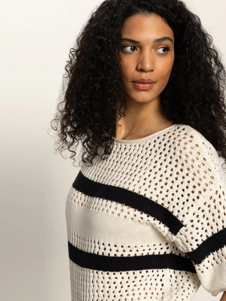 Openwork Tee - Black/Chalk