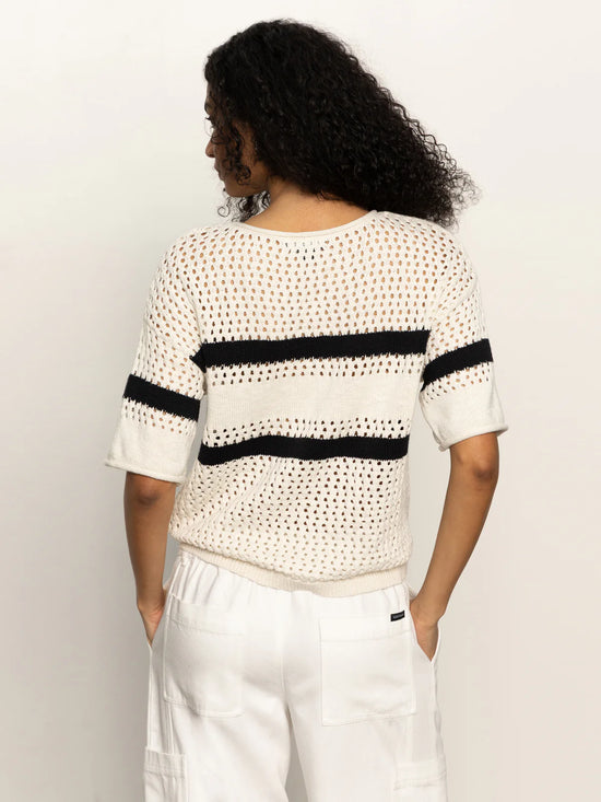Openwork Tee - Black/Chalk