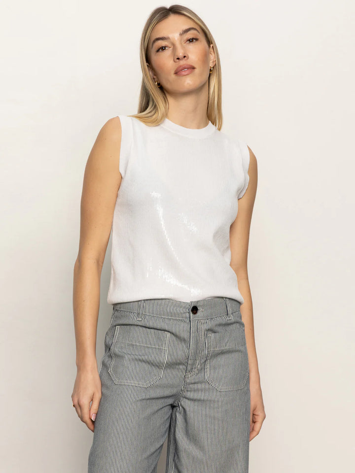 Sequin Knitwear Shell - White
