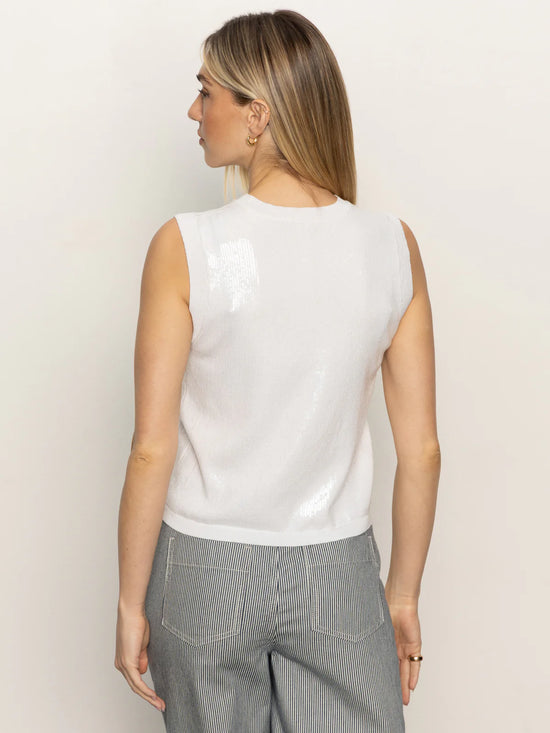 Sequin Knitwear Shell - White
