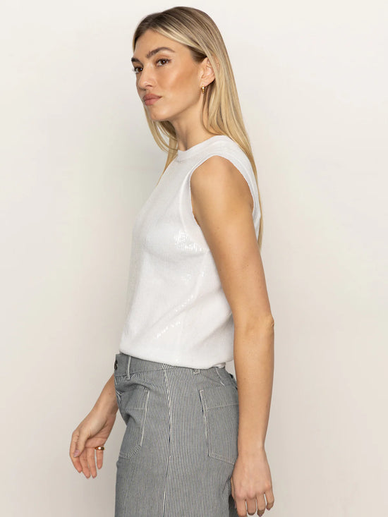Sequin Knitwear Shell - White