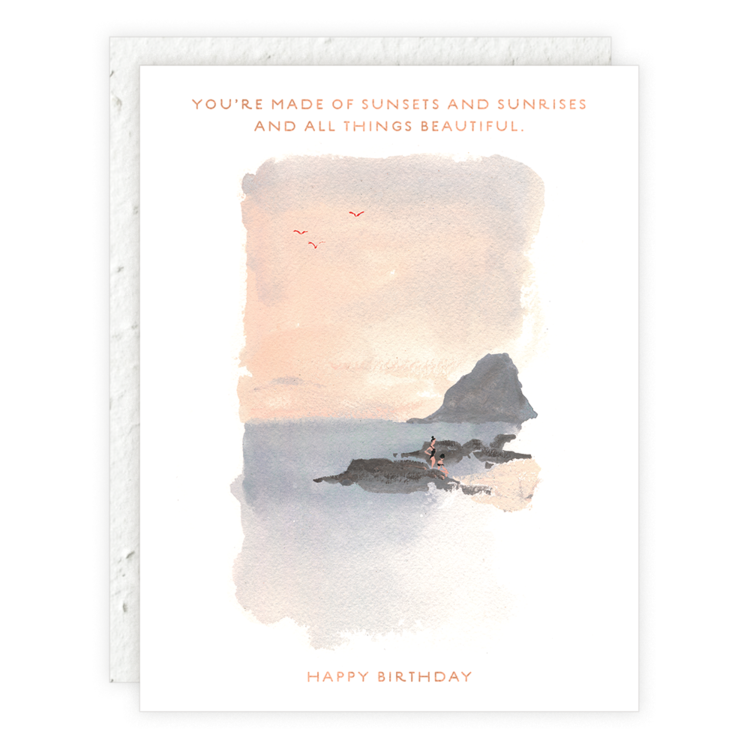 Sunset On The Rocks - Birthday Card