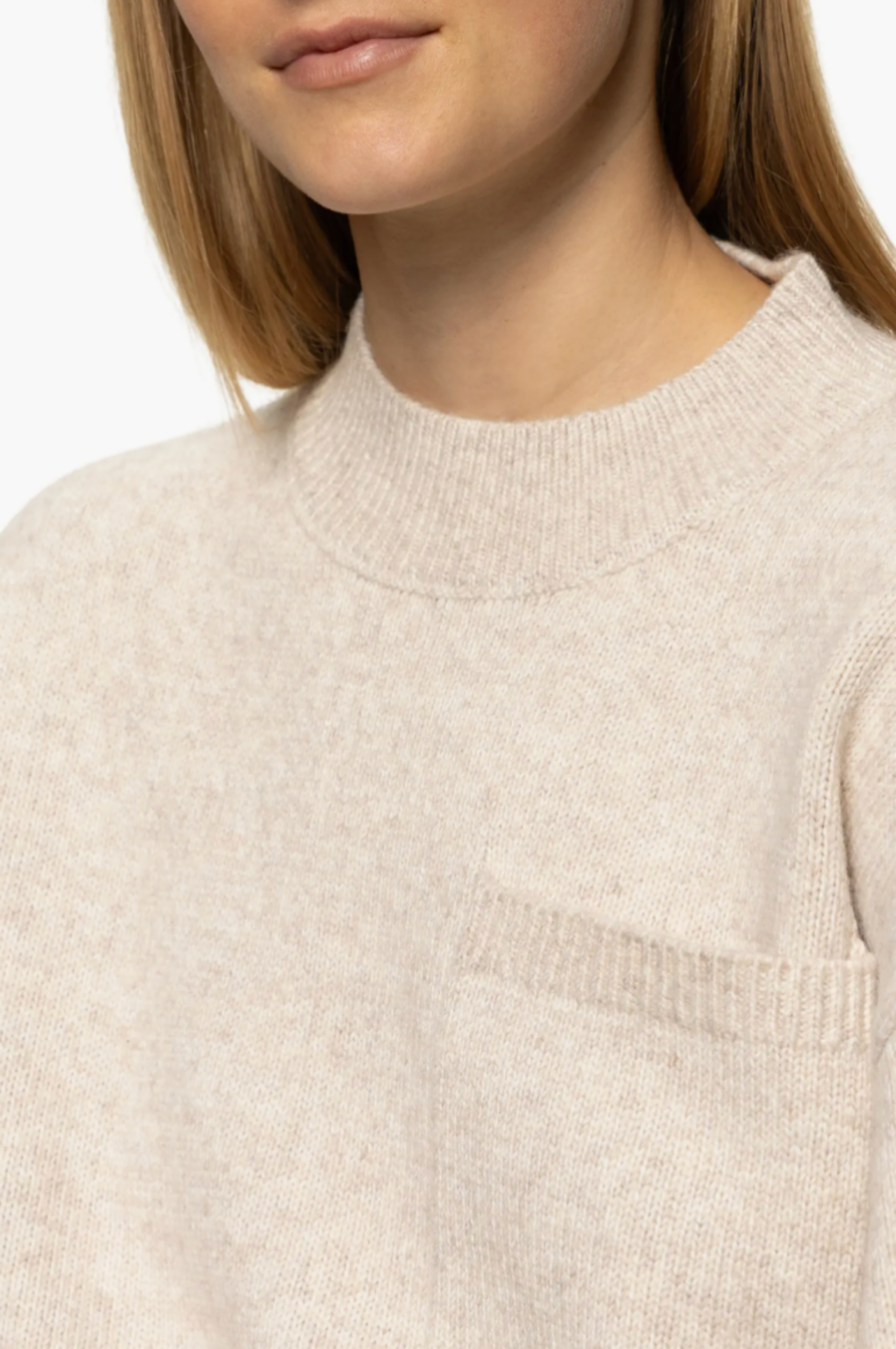 One Pocket Crew Sweater - Heather Pearl