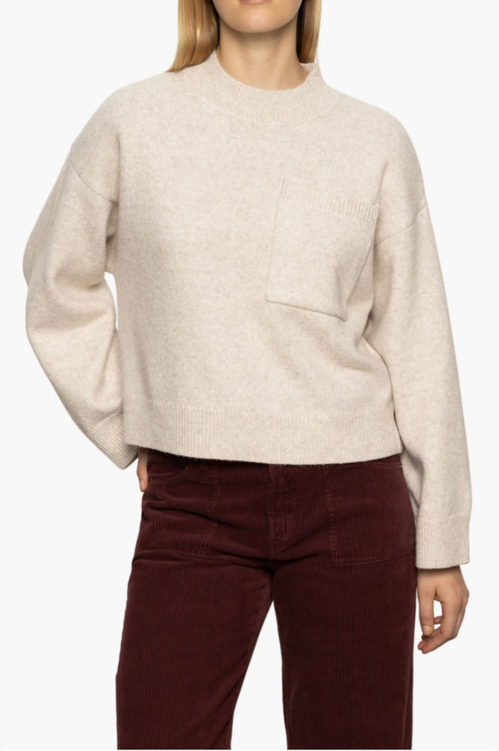 One Pocket Crew Sweater - Heather Pearl