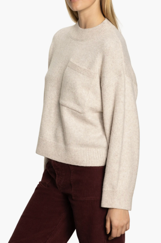 One Pocket Crew Sweater - Heather Pearl