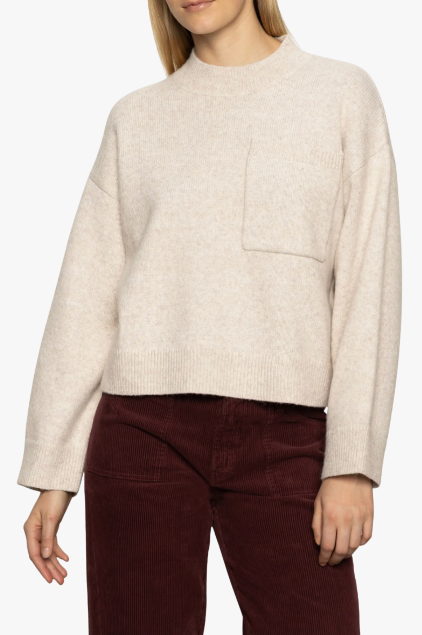 One Pocket Crew Sweater - Heather Pearl