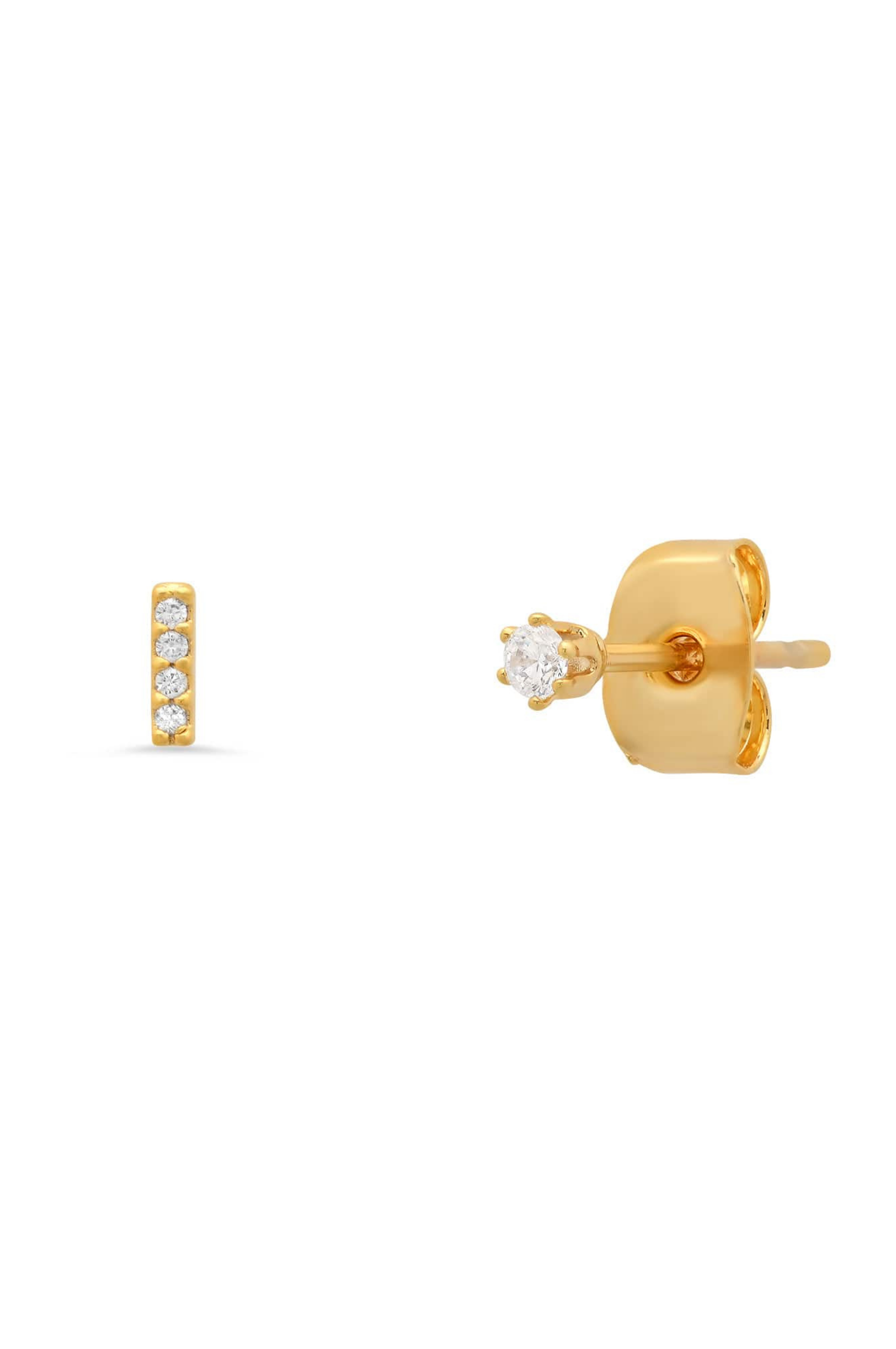 Cz Initial and Clear Cz Stud Earring