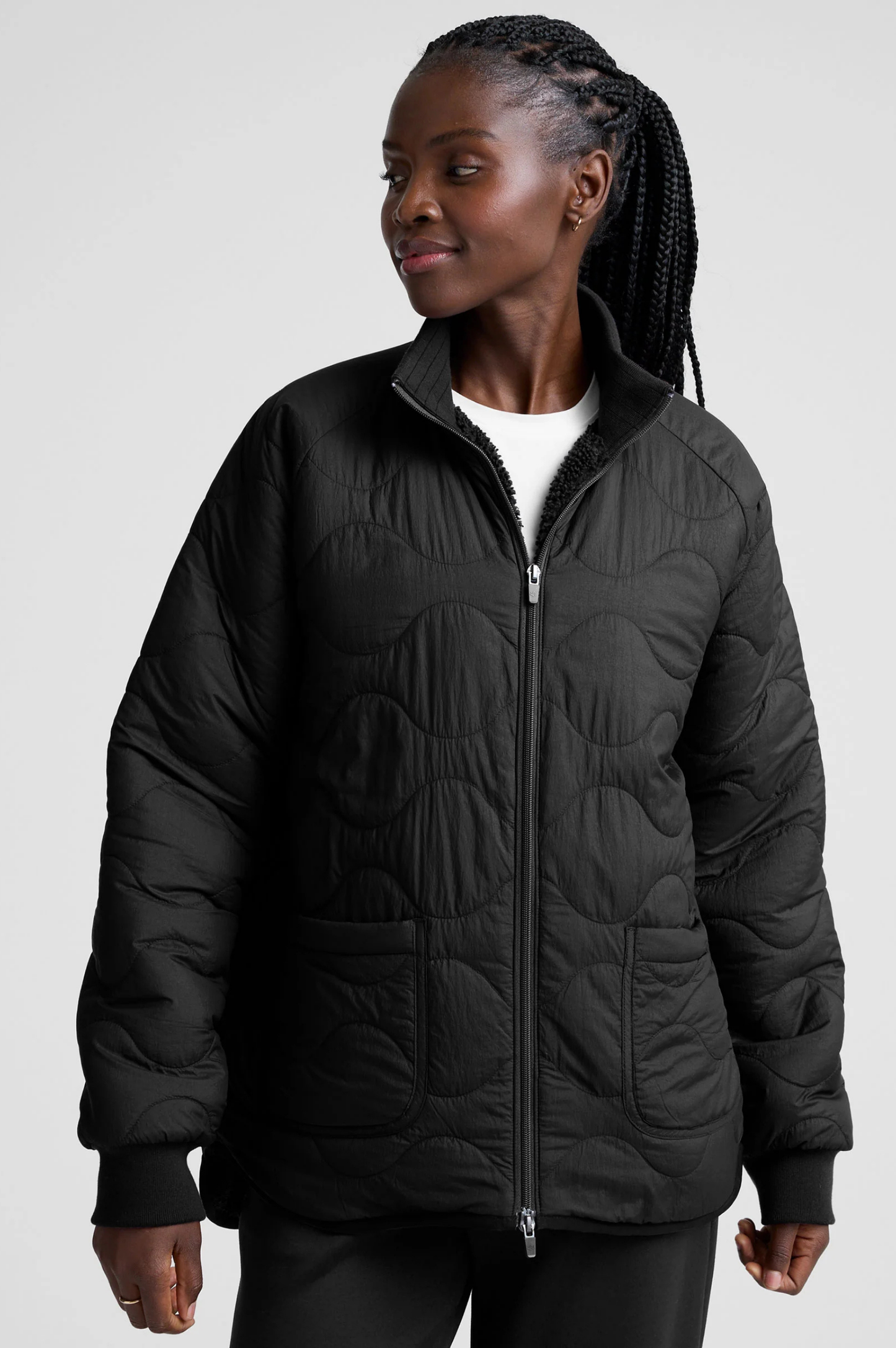 2-Way Quilted Jacket - Black