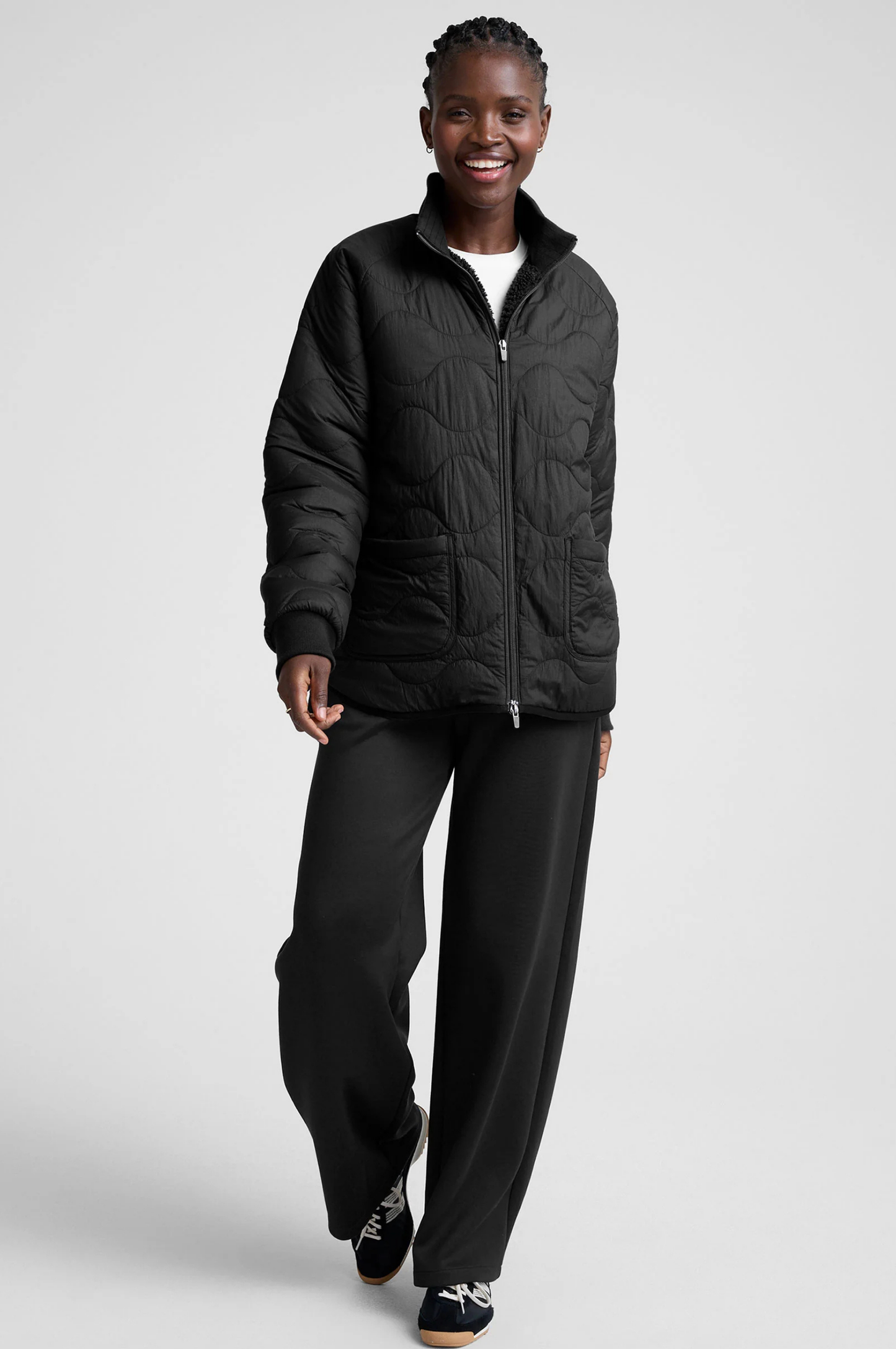 2-Way Quilted Jacket - Black