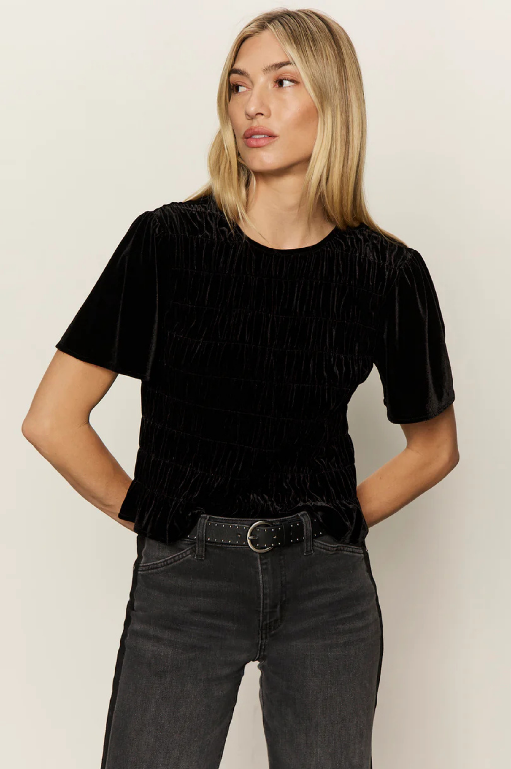 We Belong Together Velvet Top - Black