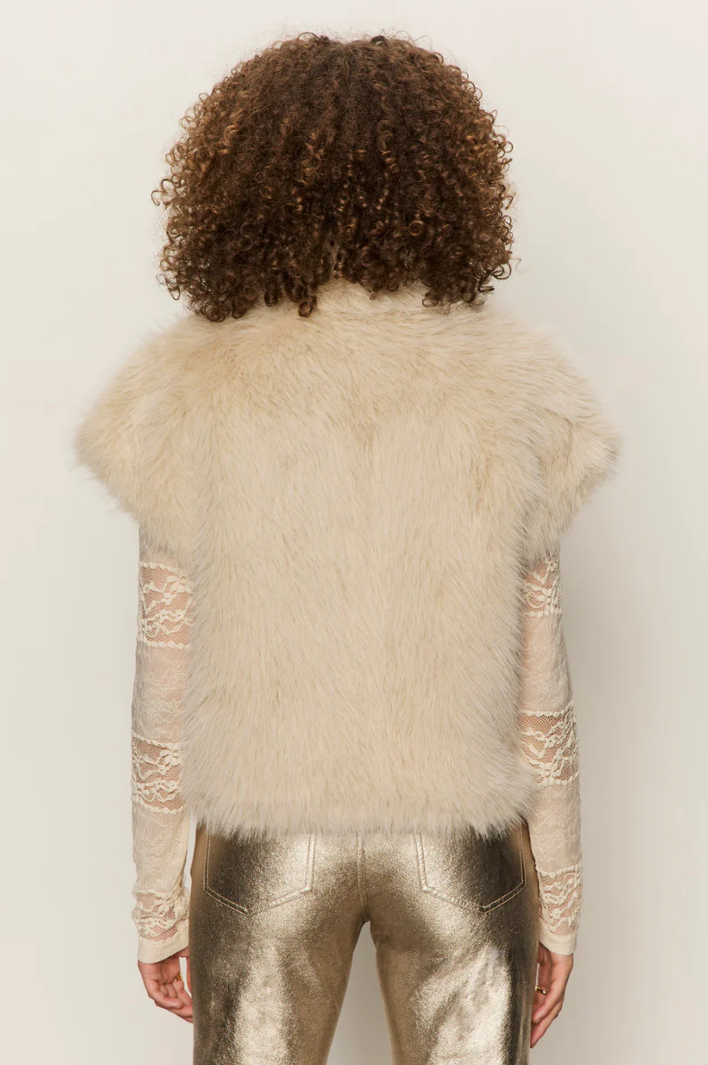 Silky Fur Vest - Almond Cream