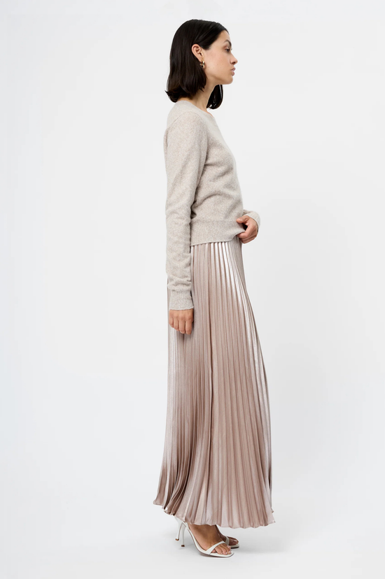 Marielle Metallic Satin Maxi Skirt - Champagne Mist