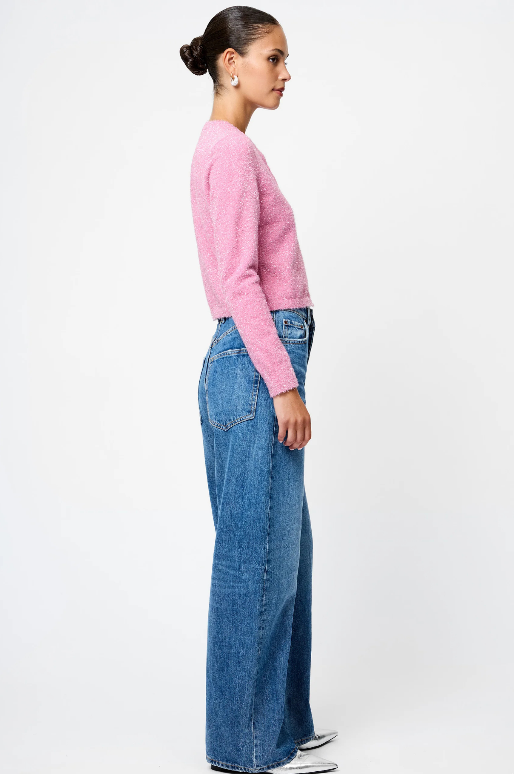 Tinsel Knit Slim Cardigan - Taffy Pink