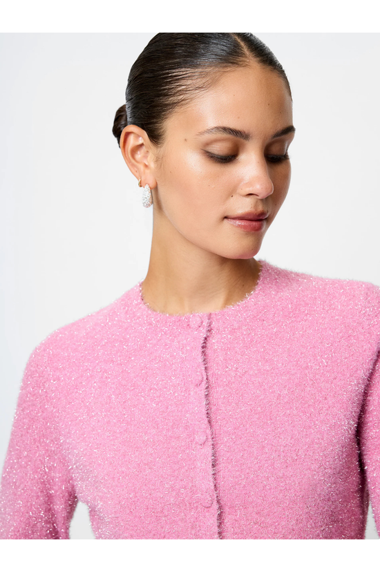 Tinsel Knit Slim Cardigan - Taffy Pink