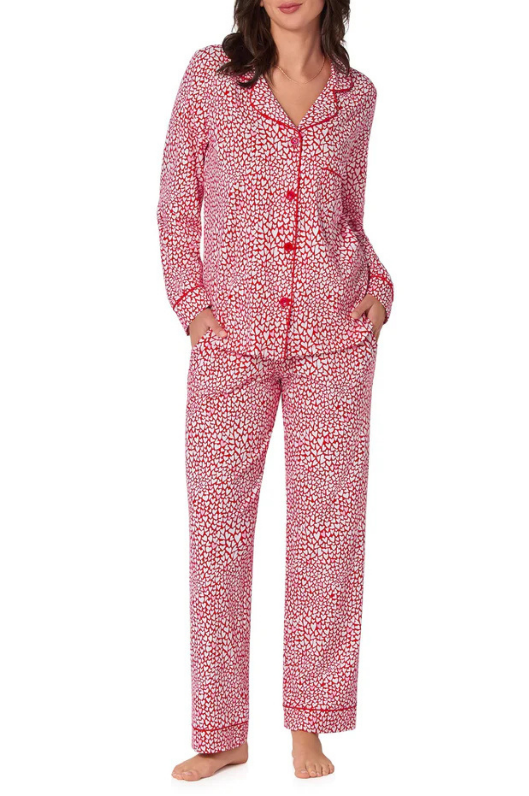 Bursting With Love Long Sleeve PJ Set - Red/White