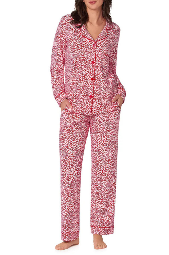 Bursting With Love Long Sleeve PJ Set - Red/White