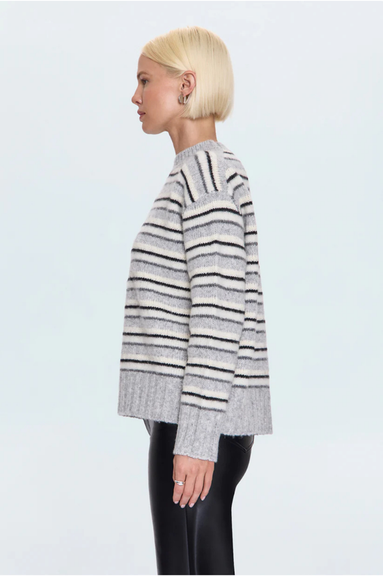Hanna Oversized Sweater - Grey and White Stripe