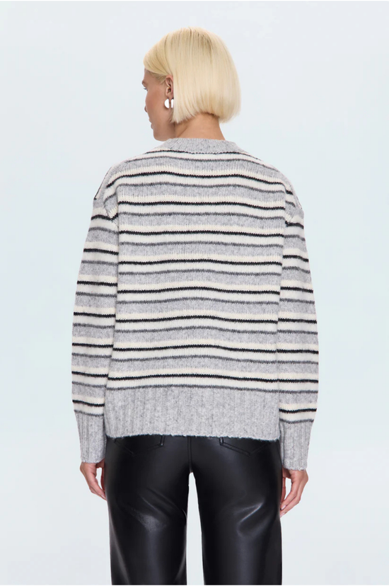 Hanna Oversized Sweater - Grey and White Stripe