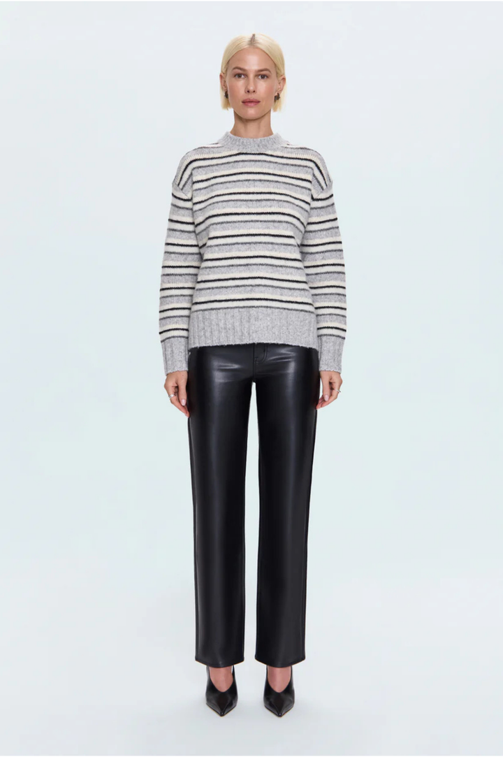 Hanna Oversized Sweater - Grey and White Stripe