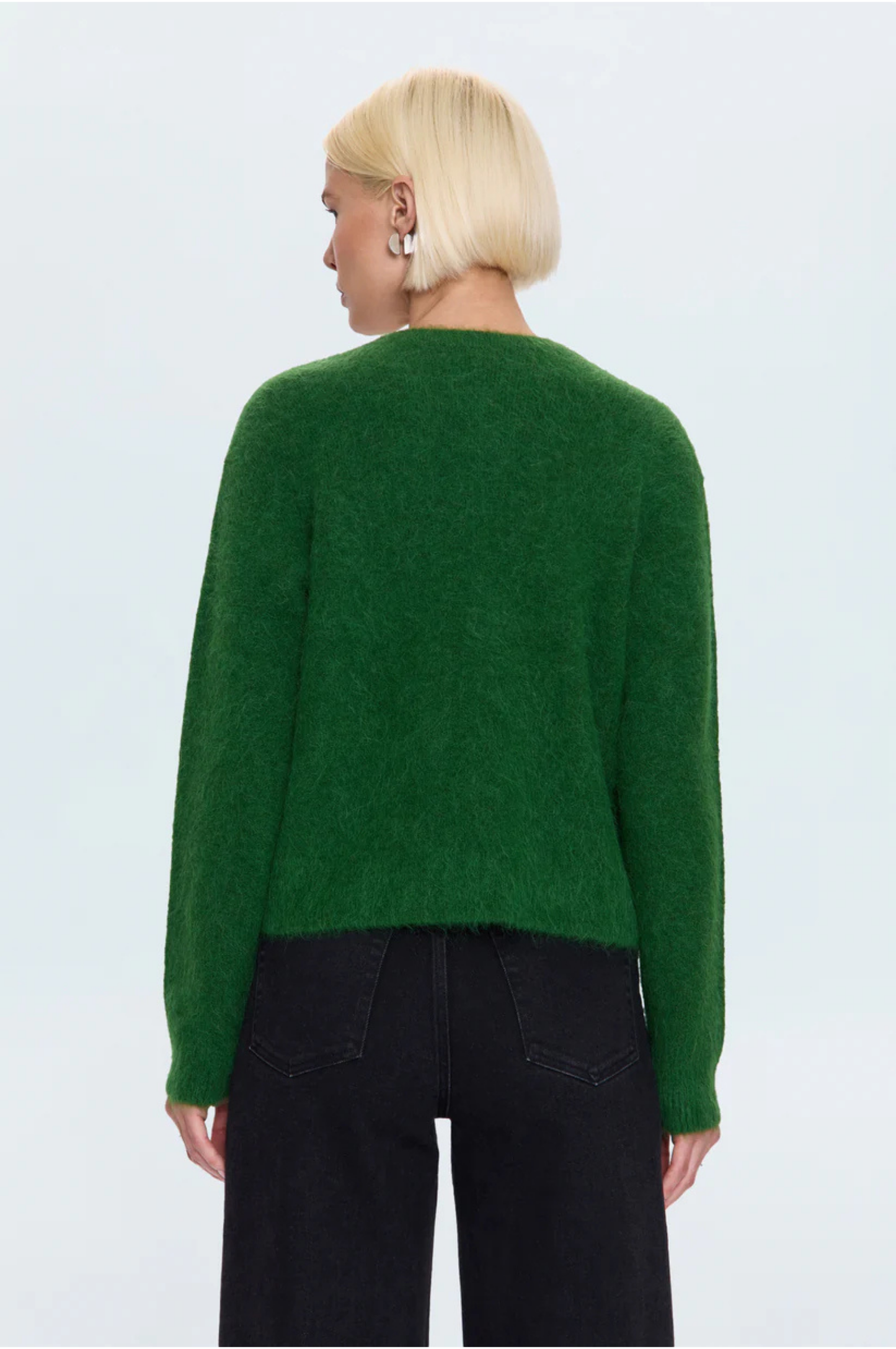 Kit V-Neck Long Sleeve Pullover Sweater - Winter Green