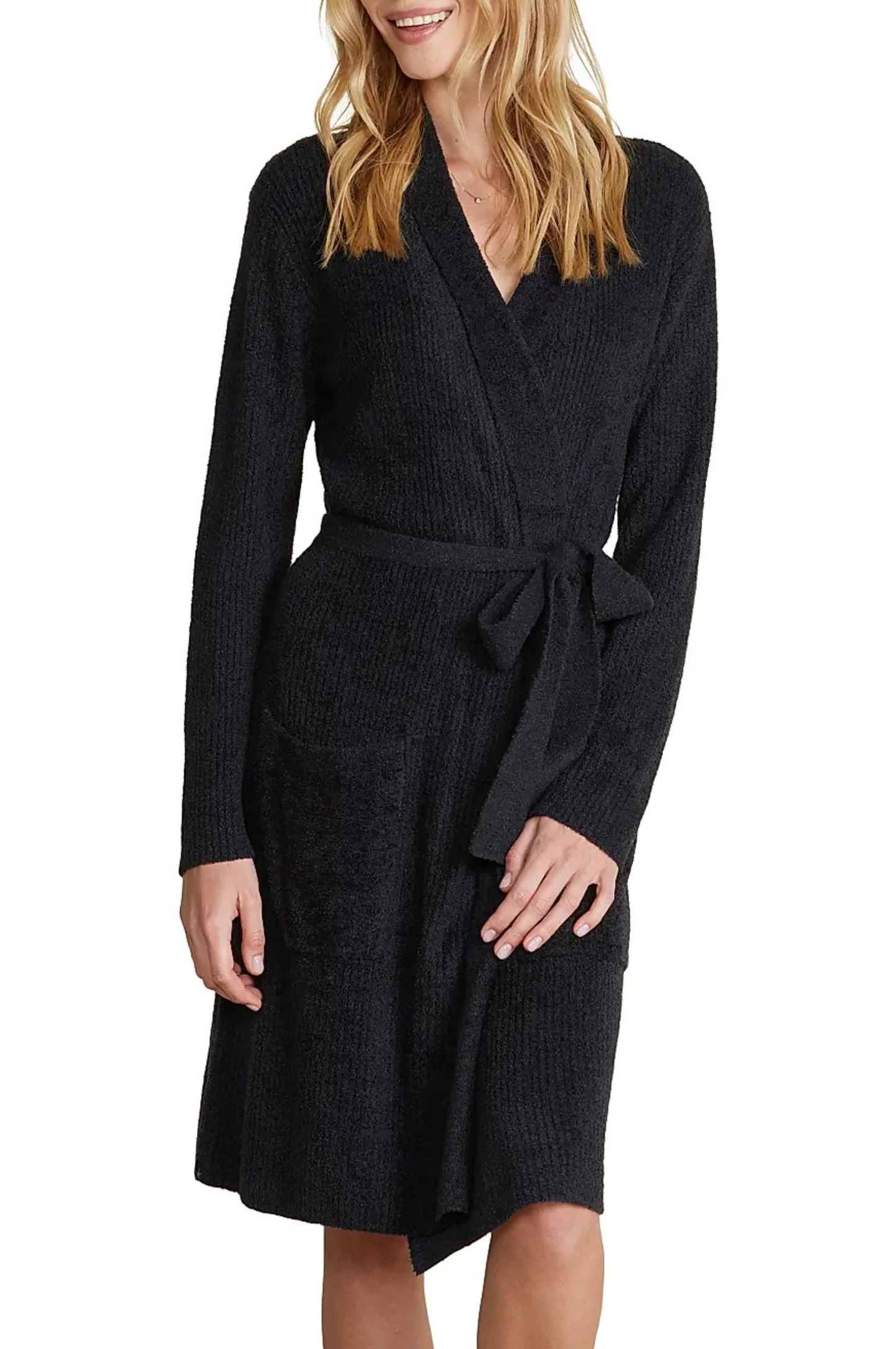 CozyChic Lite Ribbed Robe - Black