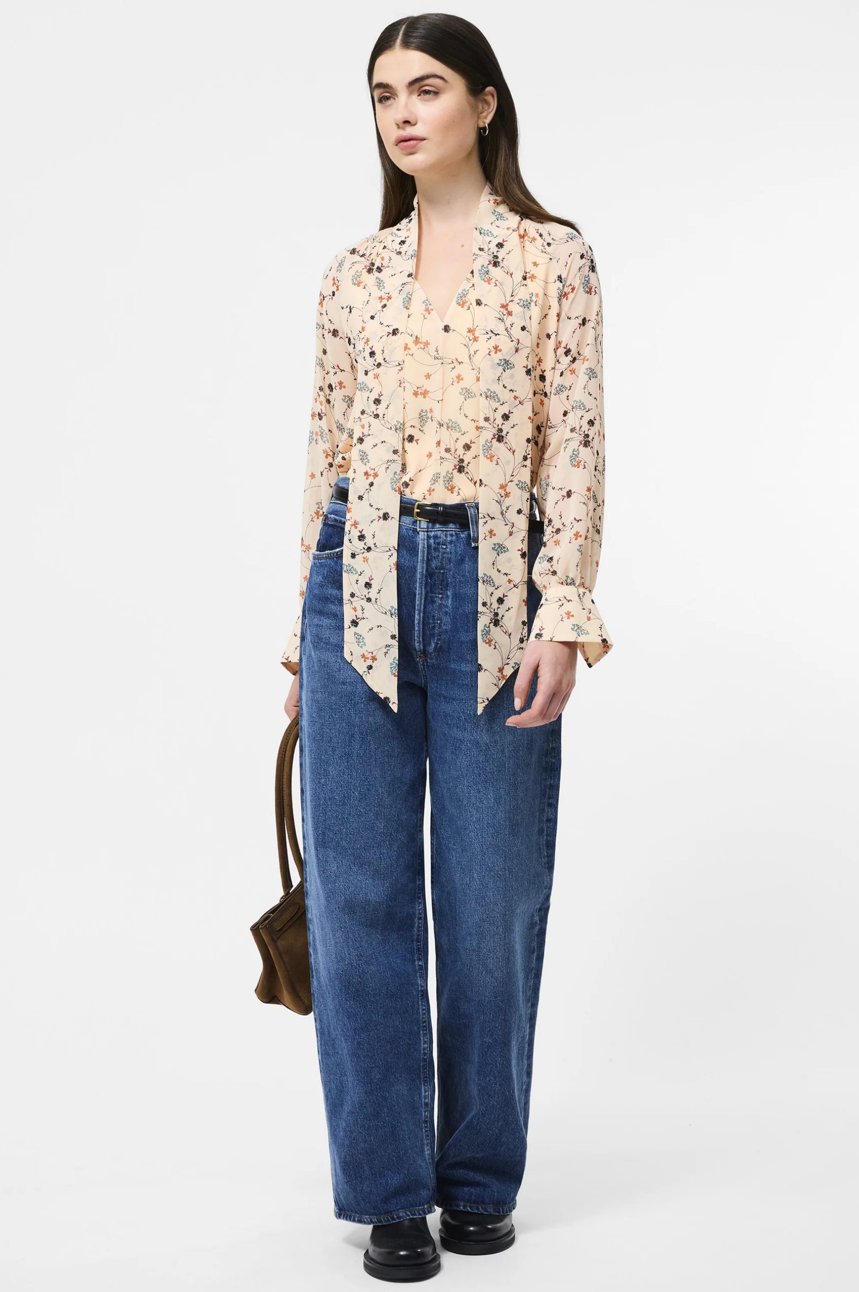 Leithia Wispy Chiffon Neck Tie Top - Bisque Multi