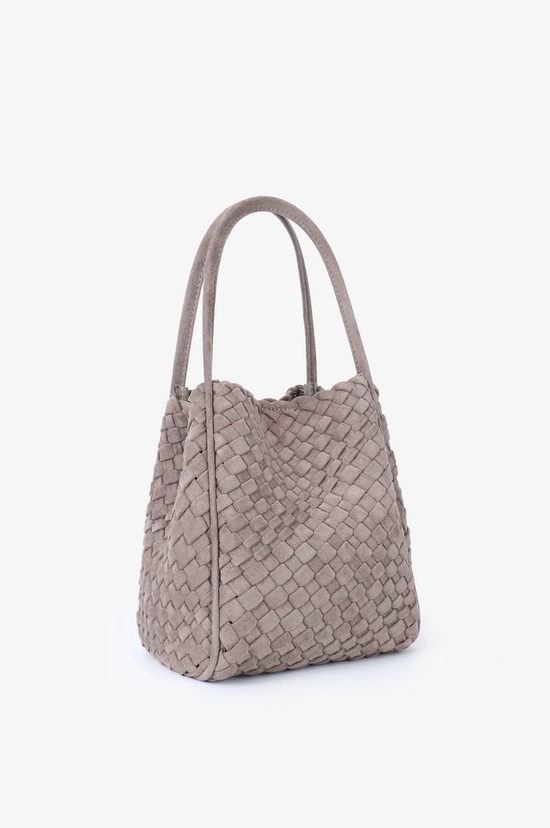 Hollace Mini Tote Woven Faux Suede - Dark Taupe