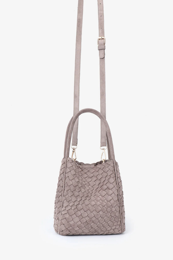 Hollace Mini Tote Woven Faux Suede - Dark Taupe