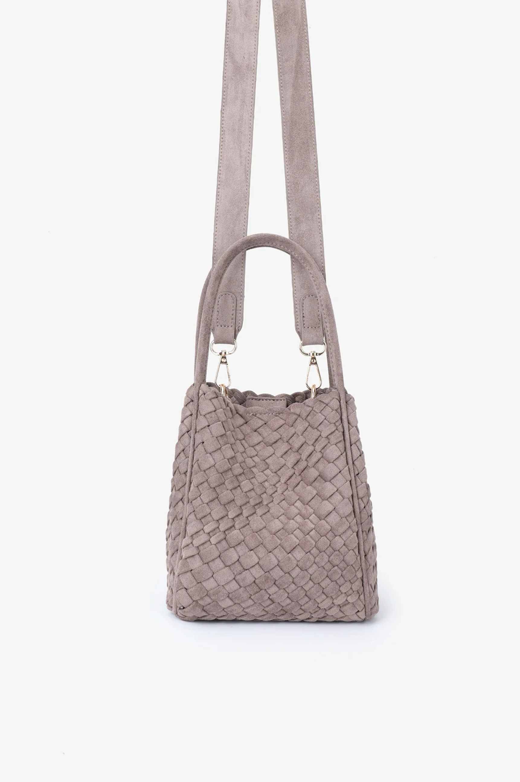 Hollace Mini Tote Woven Faux Suede - Dark Taupe