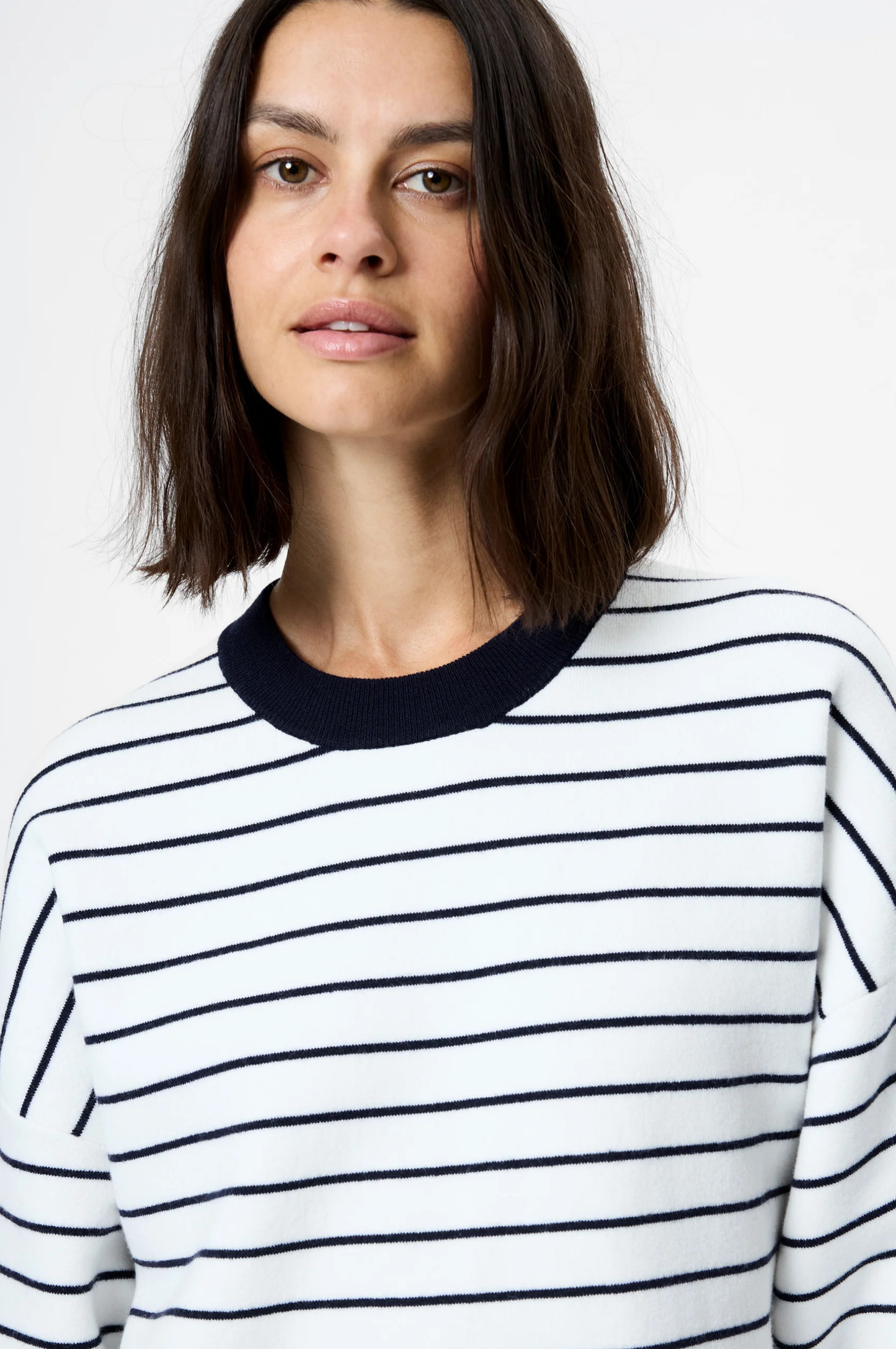 Marley Knit Striped Crew Neck - White Marine