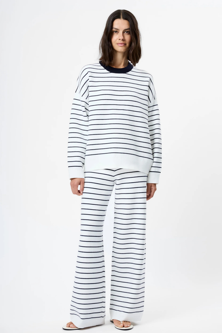 Marley Knit Striped Crew Neck - White Marine