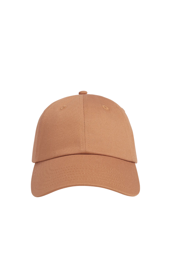 Baseball Cap with Leather Strap & Buckle - Camel