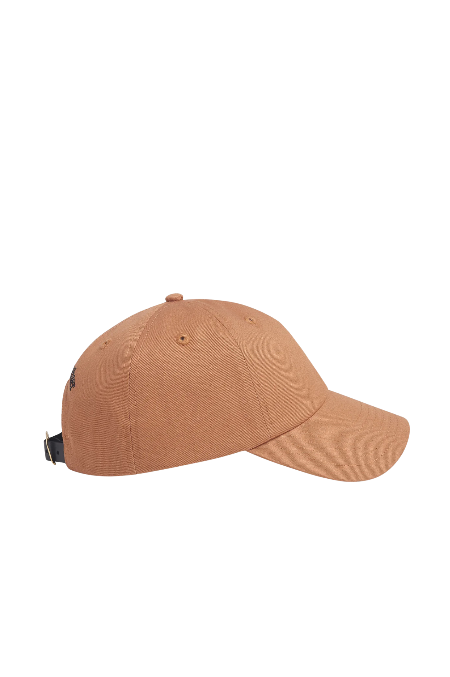 Baseball Cap with Leather Strap & Buckle - Camel
