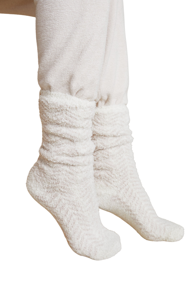 Cozychic Herringbone Socks - Cream Stone